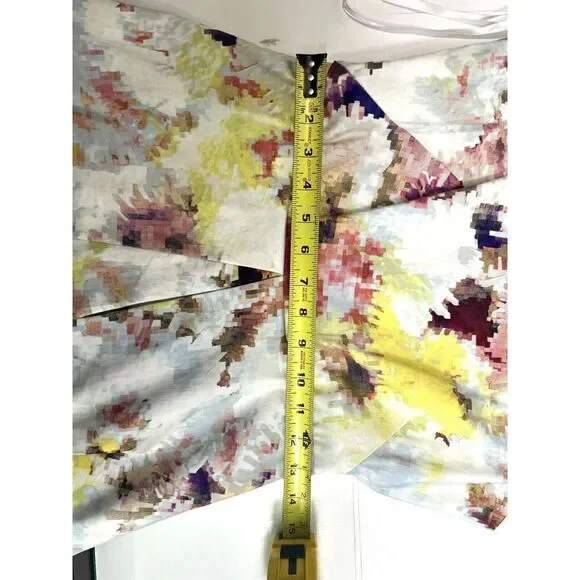 Hunter Bell Dress Size 2 Pixel Floral Sleeveless Open Diamond Back Fit Flare